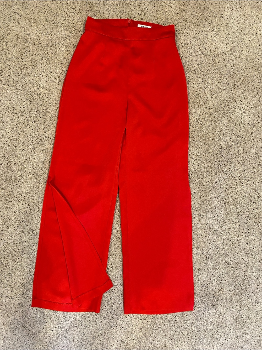 BB Dakota Vibrant Red High-Waist Wide-Leg Satin Pants